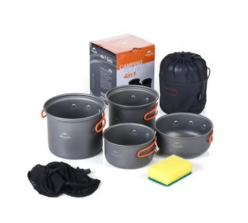 Набір посуду Naturehike NH15T401-G, сірий Набір посуду Naturehike NH15T401-G, сірий