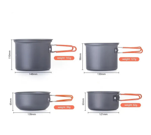 Набір посуду Naturehike NH15T401-G, сірий Набір посуду Naturehike NH15T401-G, сірий