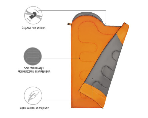 Спальний мішок розмір L NILS CAMP NC2008 сіро-помаранчевий