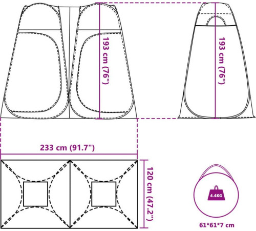 Намет для переодягання Vida XL, сіро-помаранчевий Намет для переодягання Vida XL, сіро-помаранчевий