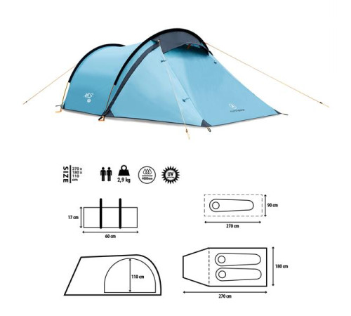 Кемпінговий намет NILS CAMP NC6003 NORTH PEAK блакитний