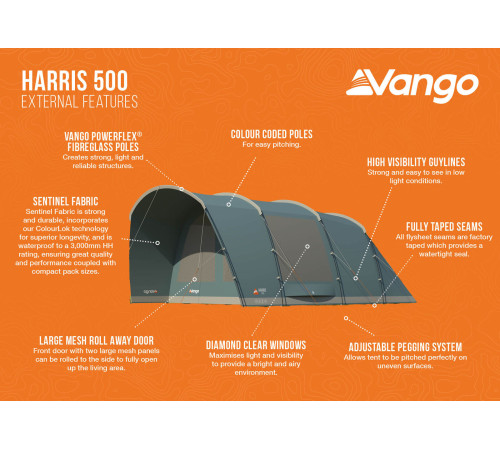 Намет п'ятимісний Vango Harris 500 Mineral Green (TETHARRIS000002) Намет п'ятимісний Vango Harris 500 Mineral Green (TETHARRIS000002)
