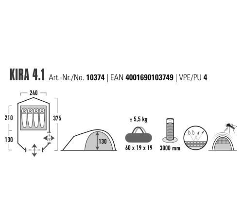 Намет чотиримісний High Peak Kira 4.1 Deep Forest (10374) Намет чотиримісний High Peak Kira 4.1 Deep Forest (10374)