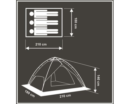 Enero Automatic 3-місний туристичний намет 2в1 Holiday 210x180x140 см