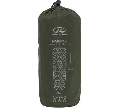 Килимок надувний Highlander Nap-Pak Inflatable Sleeping Mat AIR071 190x55 см, оливковий