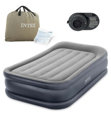 Матрац надувний Intex 64132 з вбудованим електронасосом 191x99x42 см, синьо-сірий 