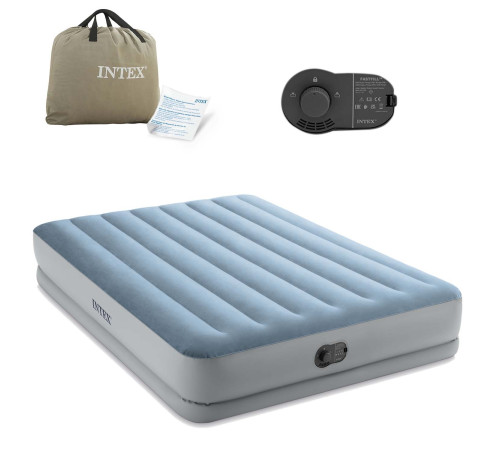 Матрац надувний Intex 64159 з електронасосом 206x152x36 см, сірий Матрац надувний Intex 64159 з електронасосом 206x152x36 см, сірий