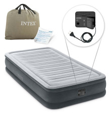 Матрац надувний Intex 67766 з вбудованим електронасосом 191x99x33 см, сірий