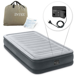 Матрац надувний Intex 67766 з вбудованим електронасосом 191x99x33 см, сірий