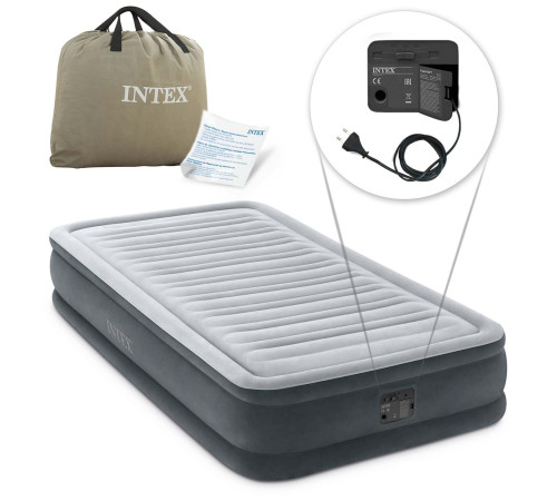 Матрац надувний Intex 67766 з вбудованим електронасосом 191x99x33 см, сірий Матрац надувний Intex 67766 з вбудованим електронасосом 191x99x33 см, сірий