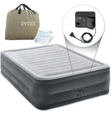 Матрац надувний Intex 64418 з вбудованим електронасосом 203x152x56 см, сірий