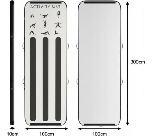 Costway Надувний гімнастичний матрац SP37188DE-DS 300 см x 100 см x 10 см чорний