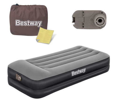 Матрац надувний Bestway 67401 з вбудованим електронасосом 191x97 см, чорно-сірий Матрац надувний Bestway 67401 з вбудованим електронасосом 191x97 см, чорно-сірий