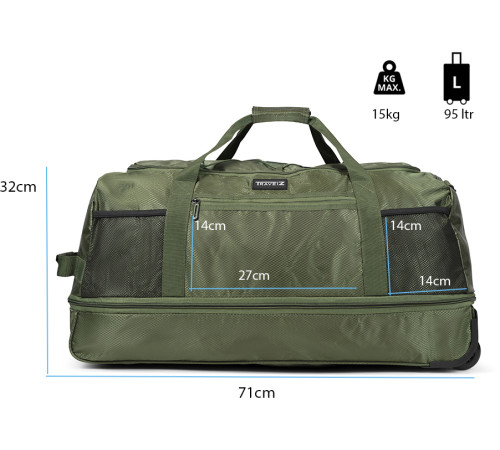 Сумка дорожня на колесах TravelZ Wheelbag Doubleloader foldable green (603097)