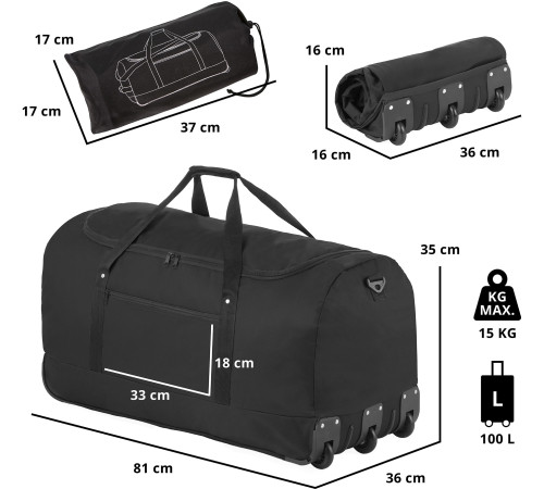 Сумка дорожня на колесах TravelZ Wheelbag 100 Liter Black (603091)