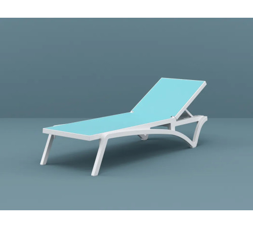 Шезлонг Siesta Pacific, біло-бірюзовий Шезлонг Siesta Pacific, біло-бірюзовий