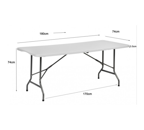 Стіл розкладний туристичний для пікніка Bonro BS 180 см білий