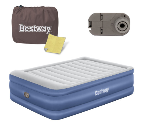 Двомісний надувний матрац з електронасосом 203 x 152 x 61 см Bestway 67690 Двомісний надувний матрац з електронасосом 203 x 152 x 61 см Bestway 67690
