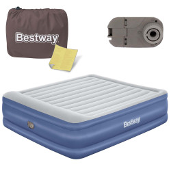 Матрац надувний Bestway 67692 з вбудованим електронасосом 203x193 см, синьо-сірий