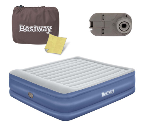Двомісний надувний матрац з електронасосом 203 x 193 x 56 см Bestway 67692 Двомісний надувний матрац з електронасосом 203 x 193 x 56 см Bestway 67692