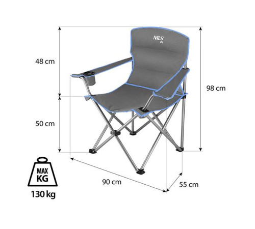 Крісло для кемпінгу NILS CAMP NC3079 сіро-блакитний