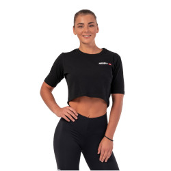 Жіночий укорочений топ Nebbia Minimalist Logo 600 - XS  - чорний