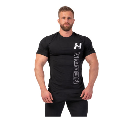 Чоловіча футболка Nebbia Vertical Logo 293 - чорний/М Чоловіча футболка Nebbia Vertical Logo 293 - чорний/М