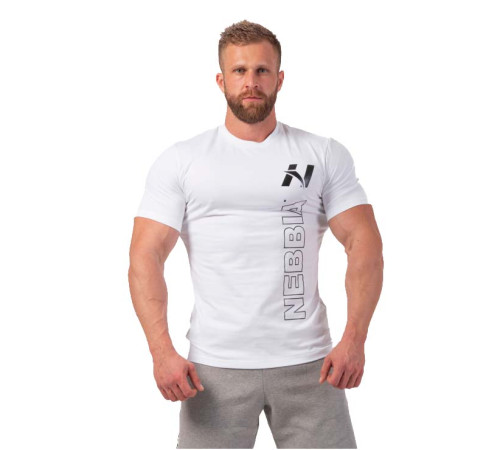 Чоловіча футболка Nebbia Vertical Logo 293 - білий/L Чоловіча футболка Nebbia Vertical Logo 293 - білий/L