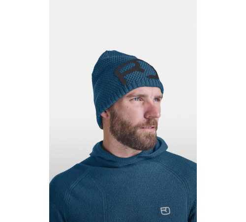 Шапка ч Ortovox ROCK'N'WOOL BEANIE M petrol blue - M - синій