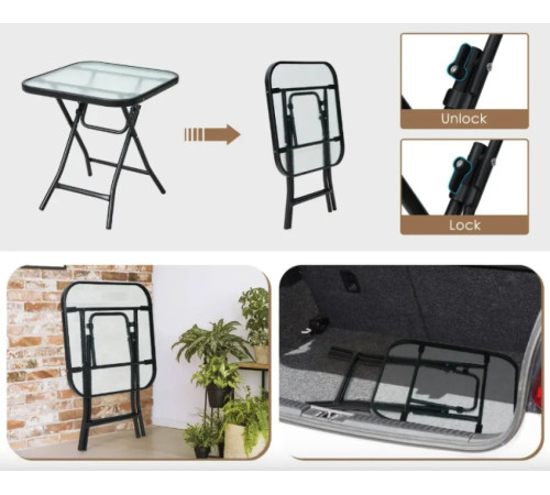 Стіл Costway Kontrast 46,5 x 47,5 см, чорний Стіл Costway Kontrast 46,5 x 47,5 см, чорний