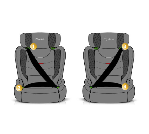 Автокрісло Nukido Louis чорно-сіре 15-36 кг ISOFIX