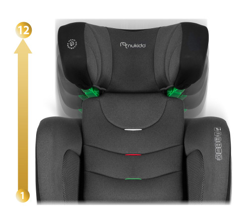 Автокрісло Nukido Louis чорно-сіре 15-36 кг ISOFIX