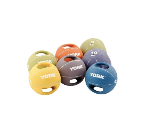М'яч медбол 9 кг York Fitness із двома ручками, зелений М'яч медбол 9 кг York Fitness із двома ручками, зелений