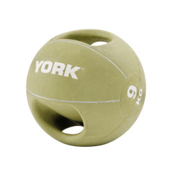 М'яч медбол 9 кг York Fitness із двома ручками, зелений
