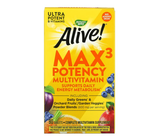 Nature's Way Alive! Max3 (No-Iron) - 90 tabs