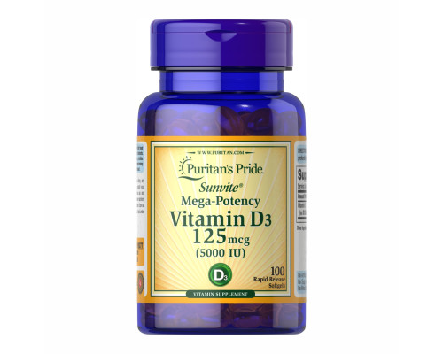 Vitamin D-3 125mcg (5000 IU) Sunvite Mega Potency - 100 tabs