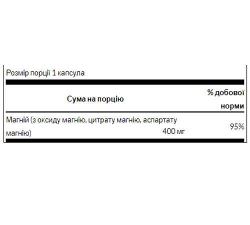 Потрійний магнієвий комплекс Triple Magnesium Complex 400мг - 300 капсул