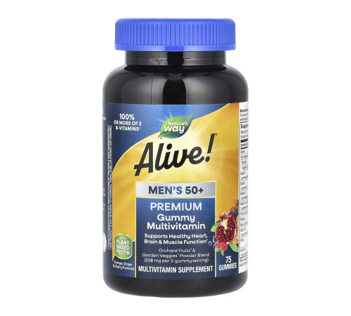 Чоловічі мультивітаміни 50+ (Alive!® Men's 50+ Gummy) - 75 жуйок Чоловічі мультивітаміни 50+ (Alive!® Men's 50+ Gummy) - 75 жуйок
