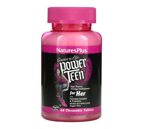 Мультивітамінна добавка для дівчаток-підлітків Power Teen Hers Chewable - 60 таблеток Мультивітамінна добавка для дівчаток-підлітків Power Teen Hers Chewable - 60 таблеток