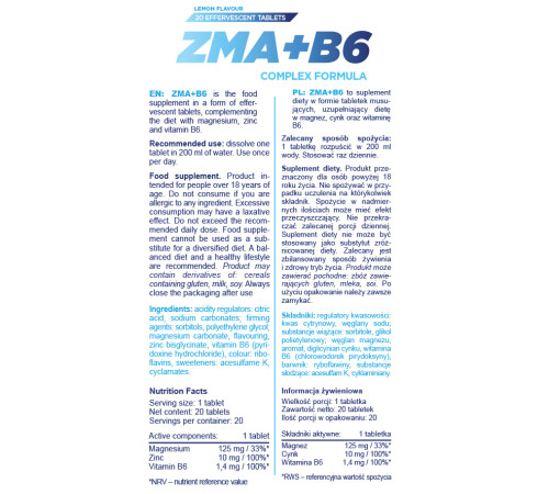 ZMA+B6 - 20tab Lemon ZMA+B6 - 20tab Lemon