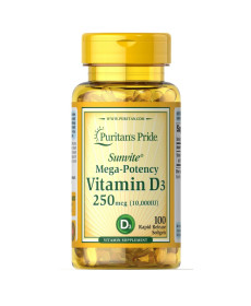 Вітамін Vitamin D3 250мкг (10000 IU) Mega-Potency - 100 капсул