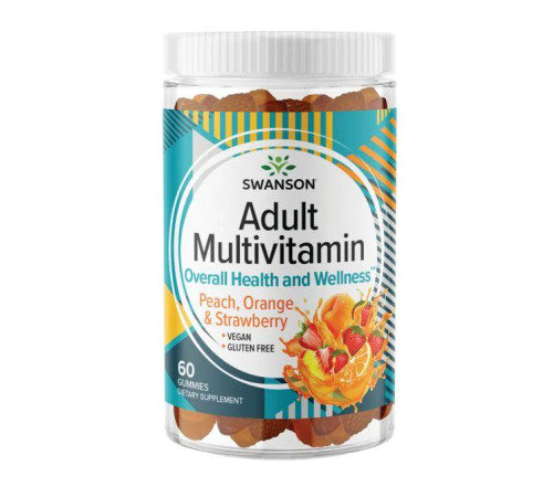 Adult Multivitamin - 60 Gummies Peach,Orange,Strawberry Adult Multivitamin - 60 Gummies Peach,Orange,Strawberry