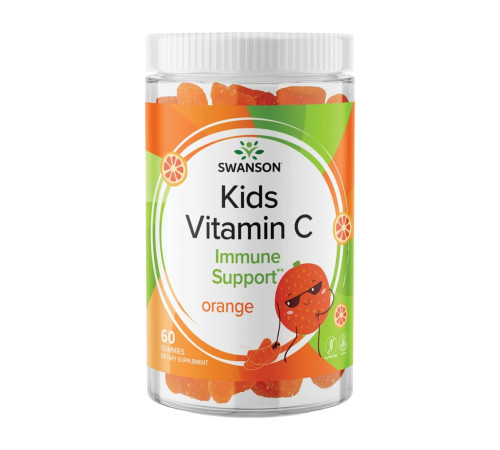 Дитячі вітамніи Kids Vitamin C Gummies - 60 жувальних цукерок (Апельсин)