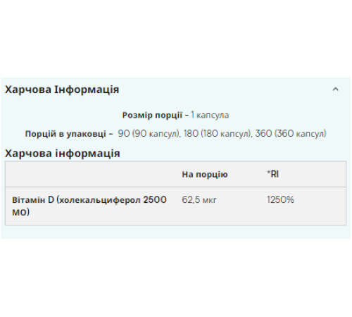 Vitamin D3 Myprotein - 180caps