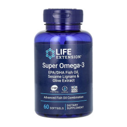 Супер омега Super Omega-3 EPA/DHA Fish Oil Sesame Lignans & Olive Extract - 60 капсул