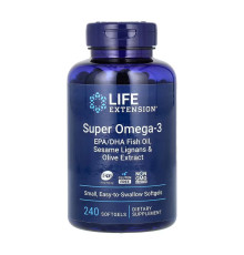 Супер омега Super Omega-3 EPA/DHA Fish Oil Sesame Lignans & Olive Extract - 240 капсул