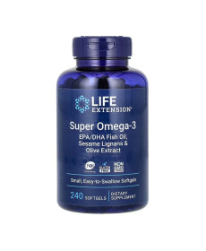 Супер омега Super Omega-3 EPA/DHA Fish Oil Sesame Lignans & Olive Extract - 240 капсул