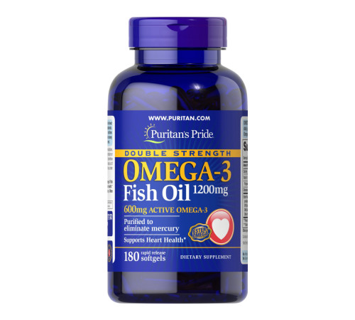 Рибячий жир Омега 3 (Double Strength Omega-3 Fish Oil 1200мг/600мг) 180 капсул