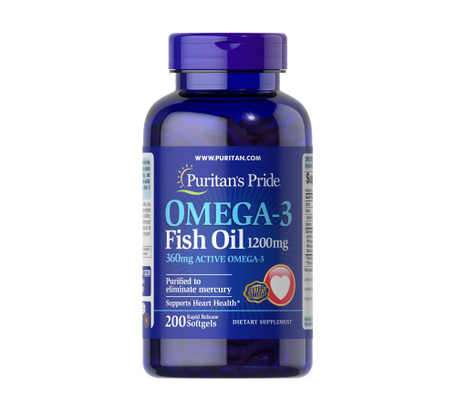 Рибячий жир Omega-3 Fish Oil 1200мг (360мг Active Omega-3) - 200 капсул