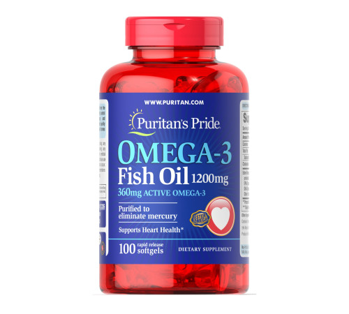 Рибячий жир Omega-3 Fish Oil 1200мг (360мг Active Omega-3) - 100 капсул